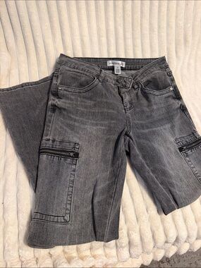 🔴 Madden Girl Gray Wide-Leg Cargo Jeans